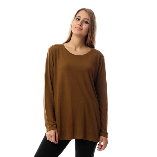 kady Side Slits Plain Long Sleeves Tee
