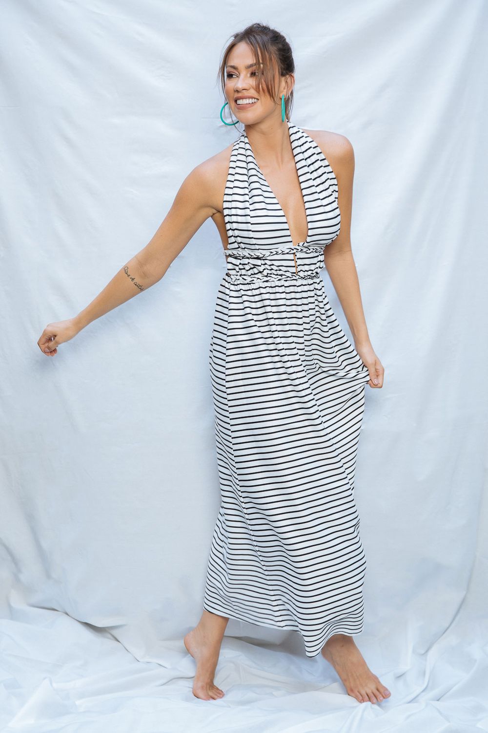 kady Striped Backless Long Dress