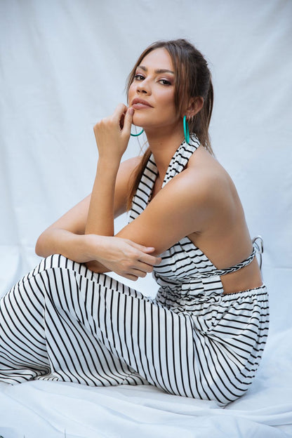 kady Striped Backless Long Dress