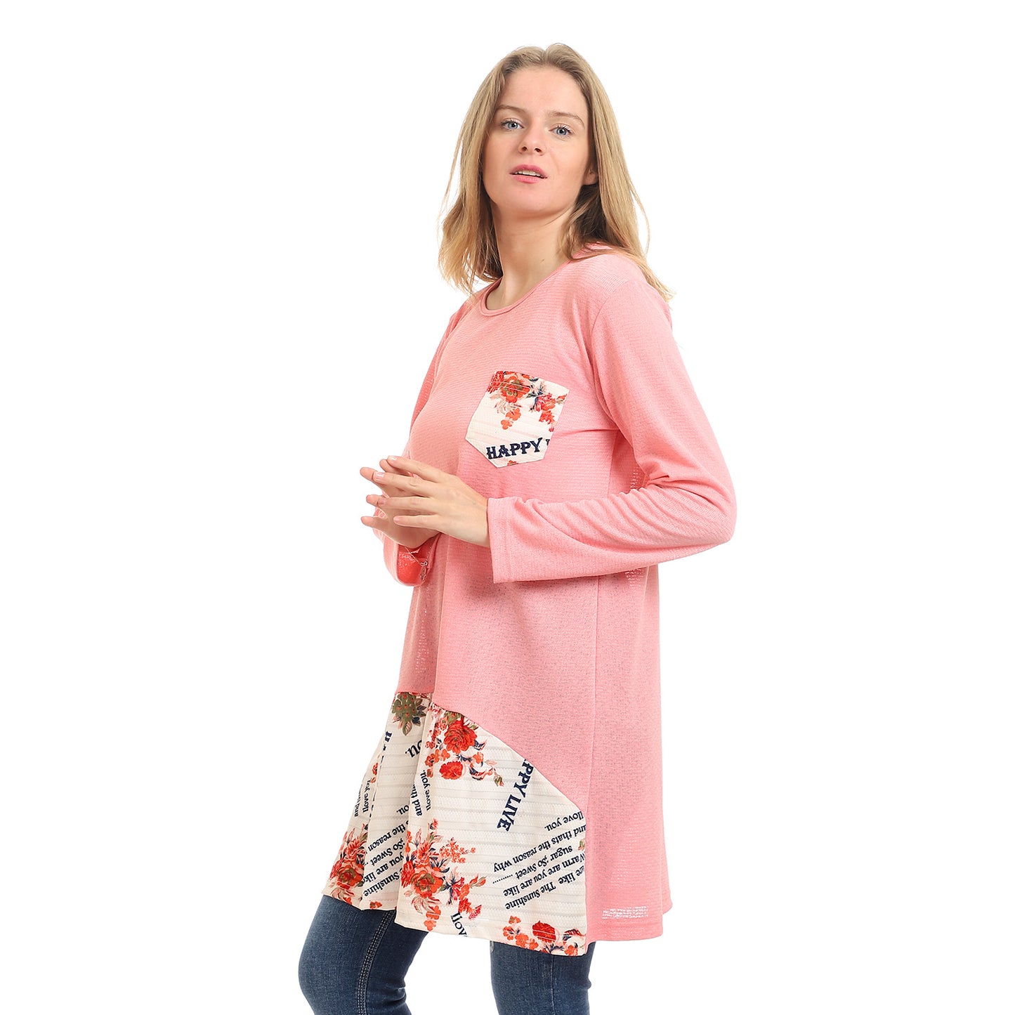 Kady Women Round Neck Top With Colorful Floral TUNIC