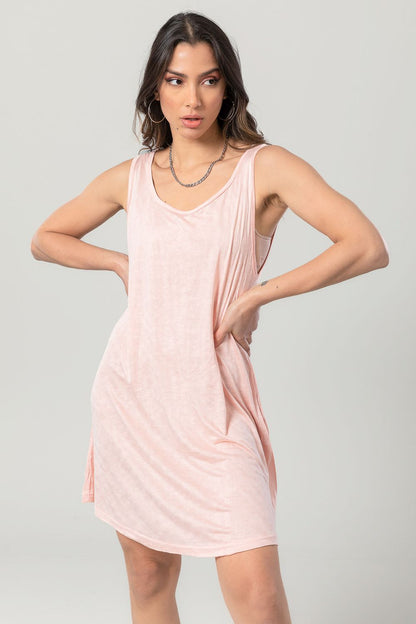 Kady Self Patterned Sleeveless Round Sleepshirt Women