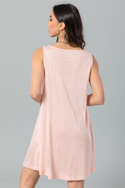 Kady Self Patterned Sleeveless Round Sleepshirt Women