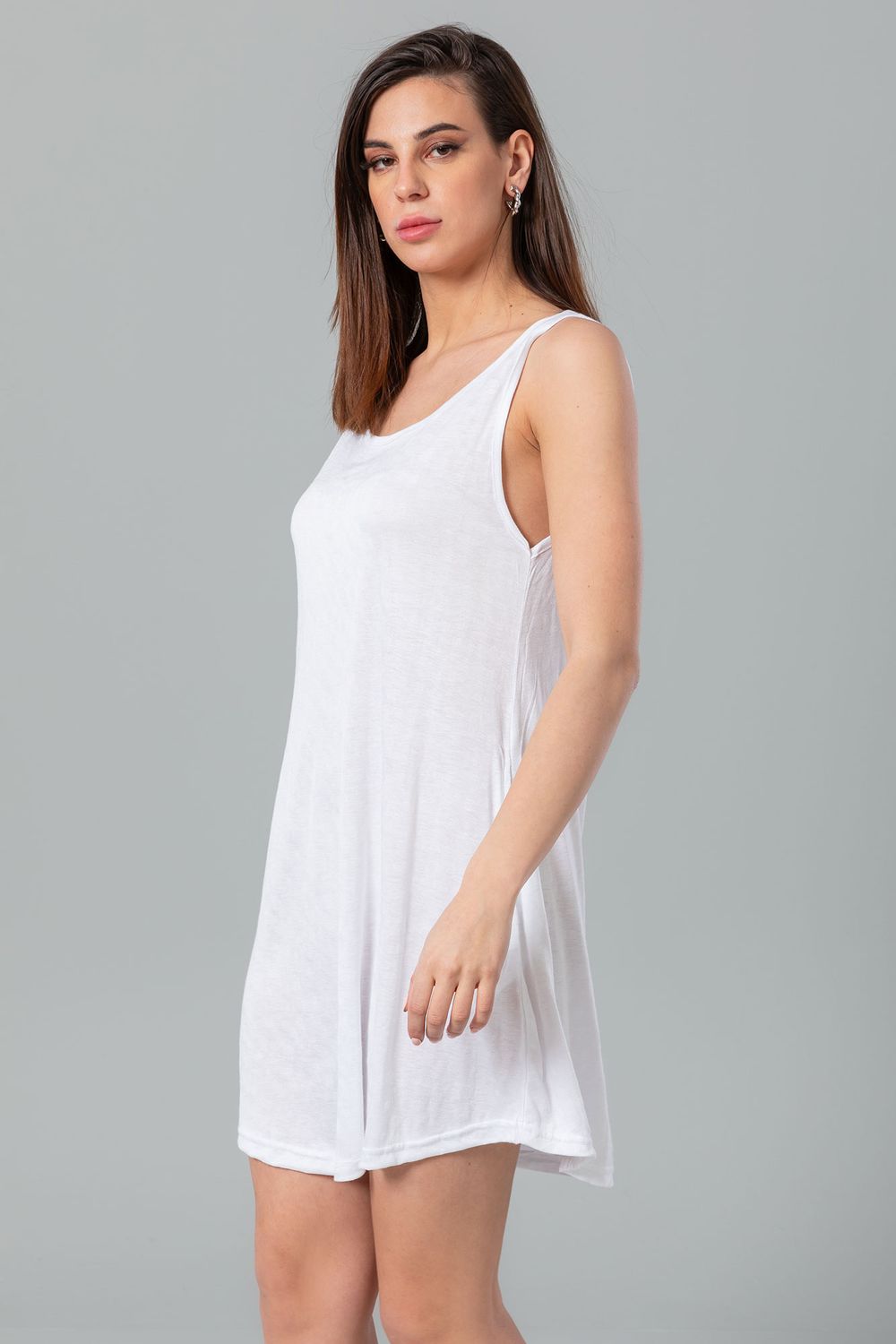 Kady Self Patterned Sleeveless Round Sleepshirt Women