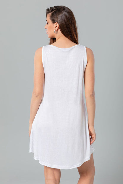 Kady Self Patterned Sleeveless Round Sleepshirt Women