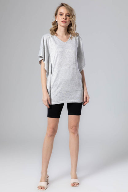 Jamila women kangroo pocket short sleeves top