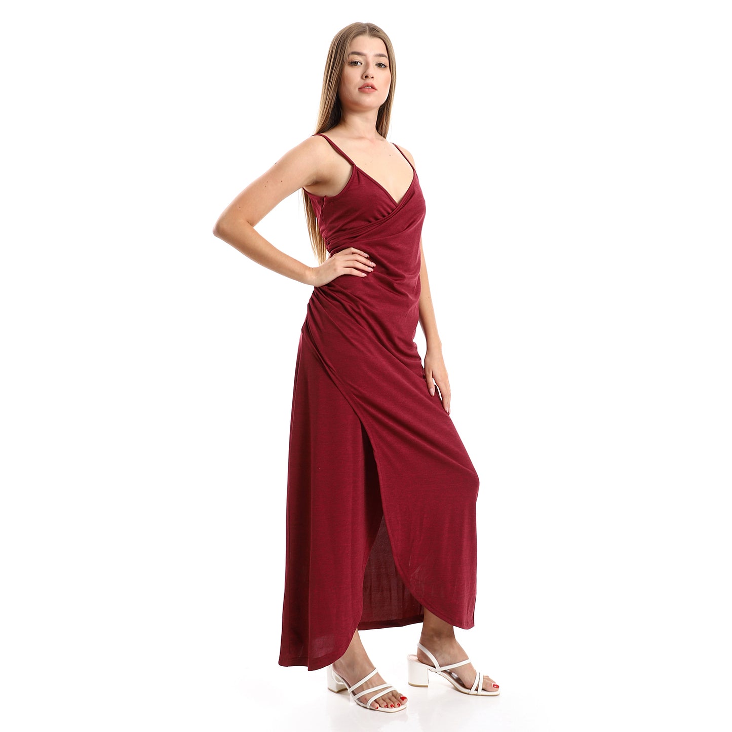 Jamila Women Casual Dress With Drape And Side Slit