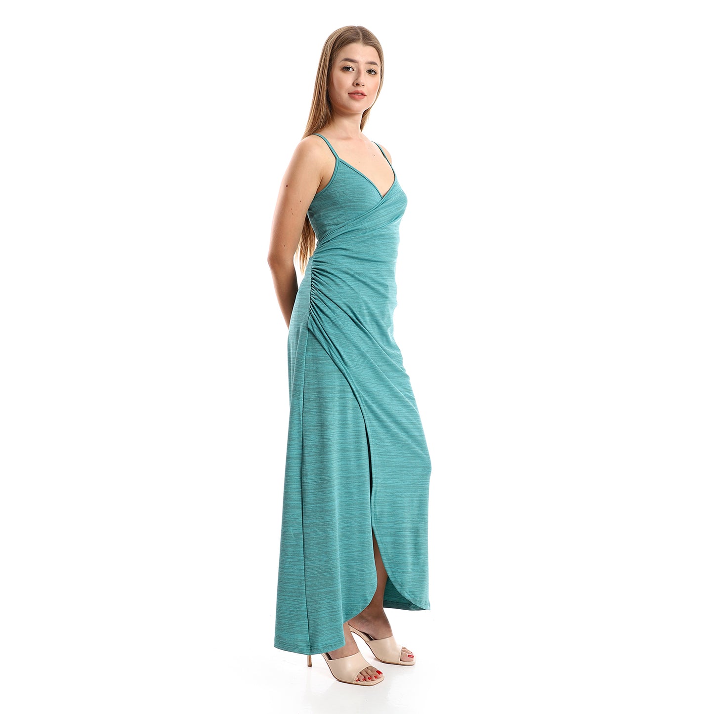 Jamila Women Casual Dress With Drape And Side Slit