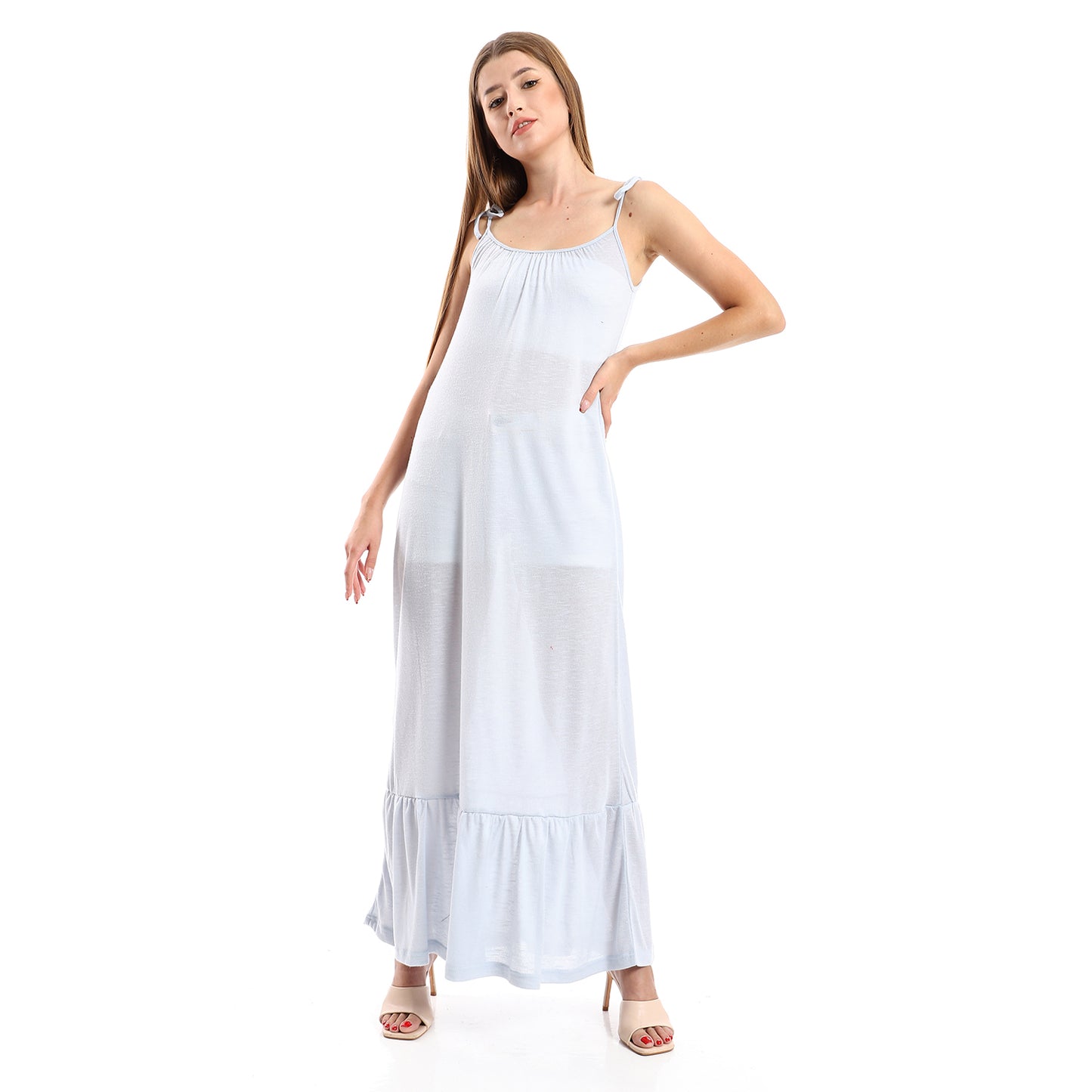 Jamila Women Knitted Wide Round Collar Tiered Casual Dress