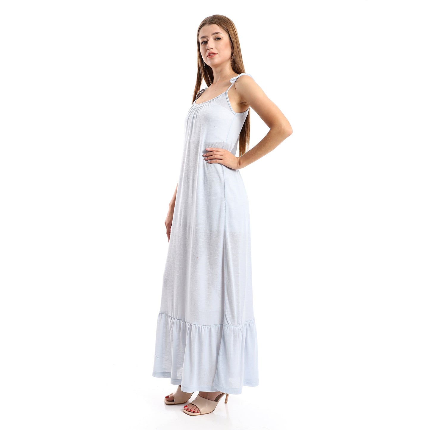 Jamila Women Knitted Wide Round Collar Tiered Casual Dress