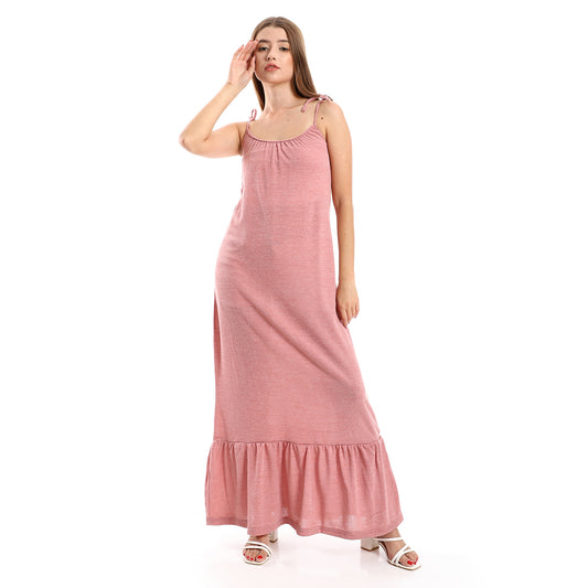 Jamila Women Knitted Wide Round Collar Tiered Casual Dress