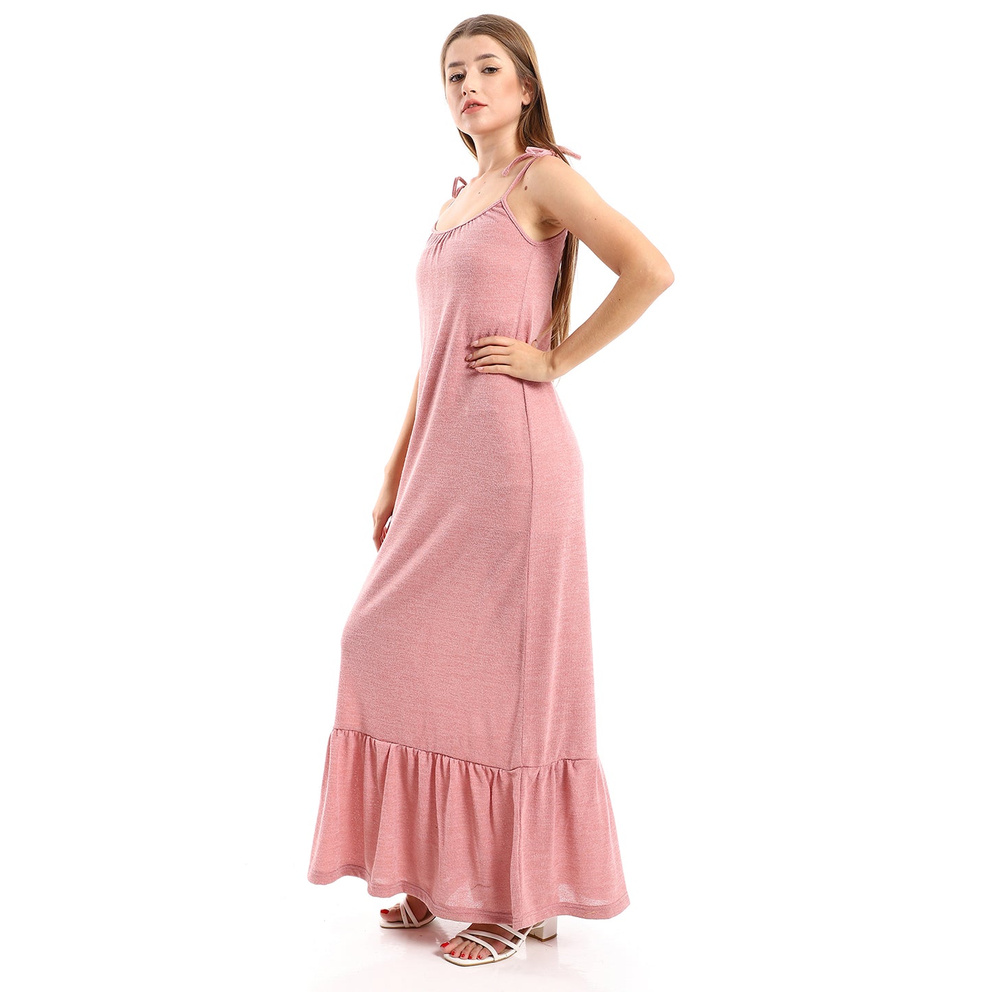 Jamila Women Knitted Wide Round Collar Tiered Casual Dress