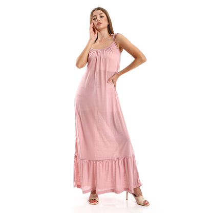 Jamila Women Knitted Wide Round Collar Tiered Casual Dress