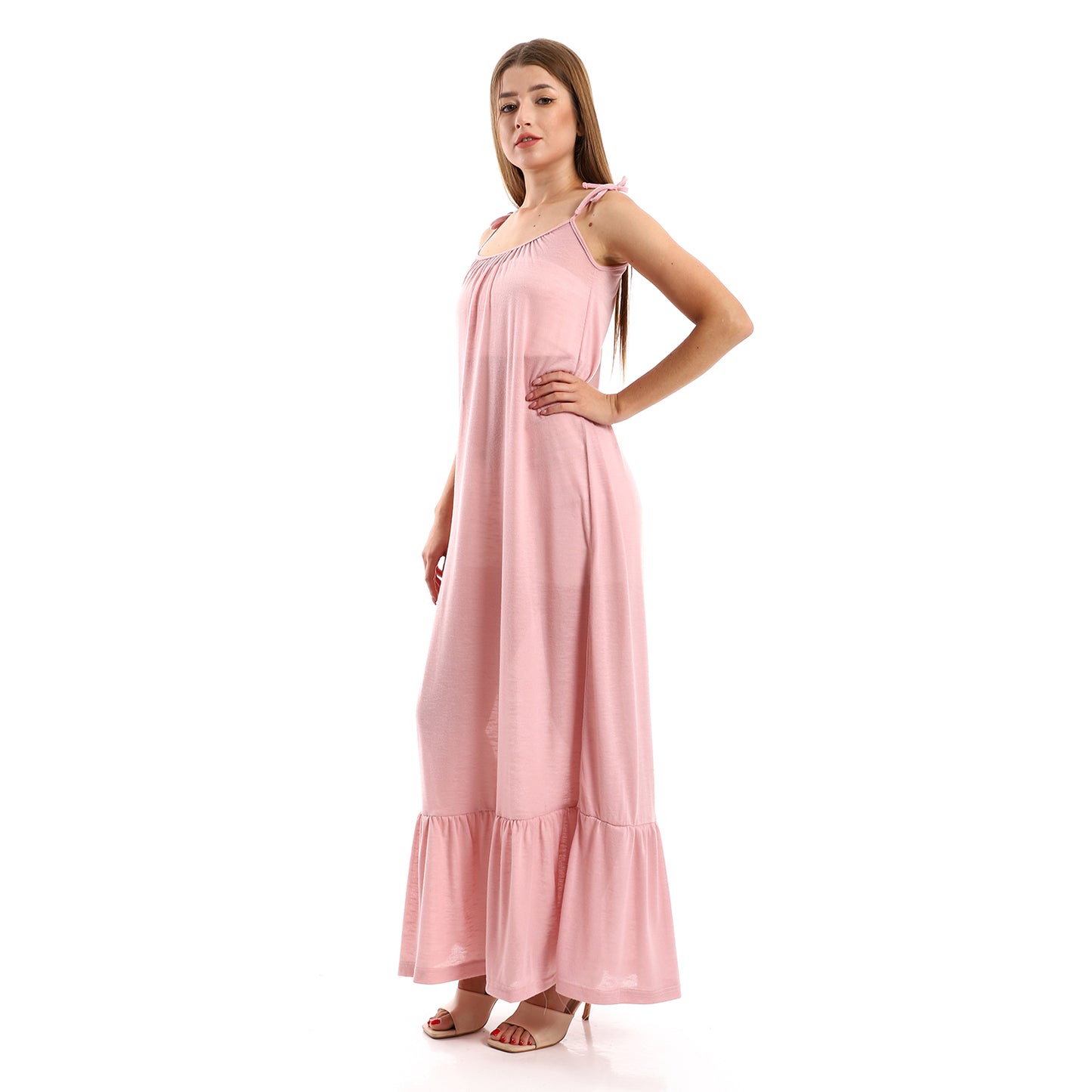 Jamila Women Knitted Wide Round Collar Tiered Casual Dress