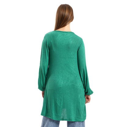 Jamila Women Wide Round Collar Tunic With Sided Sleeves Slits
