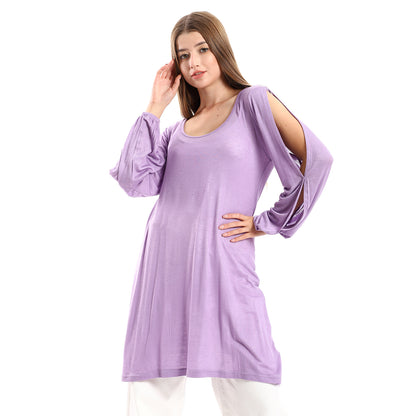 Jamila Women Wide Round Collar Tunic With Sided Sleeves Slits
