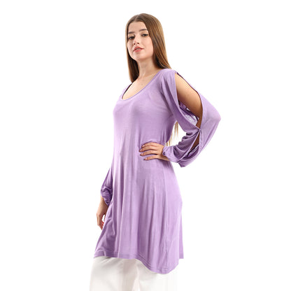 Jamila Women Wide Round Collar Tunic With Sided Sleeves Slits