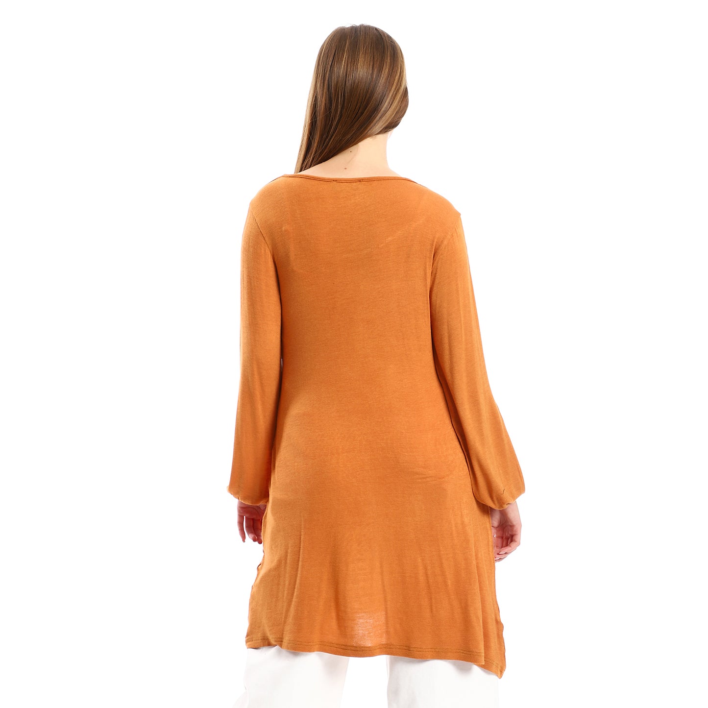 Jamila Women Wide Round Collar Tunic With Sided Sleeves Slits