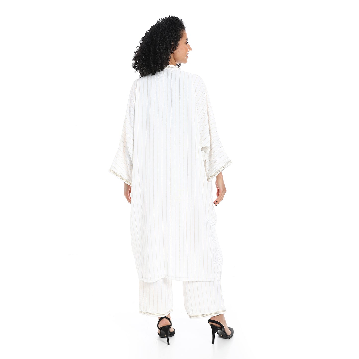 Women's striped kimono suit