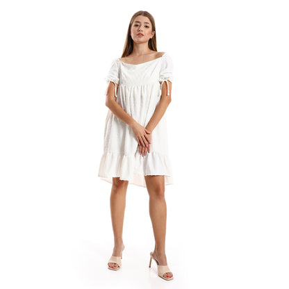 جميلة تونيك نسائي مخيط ذاتيًا بياقة مربعة وطبقات