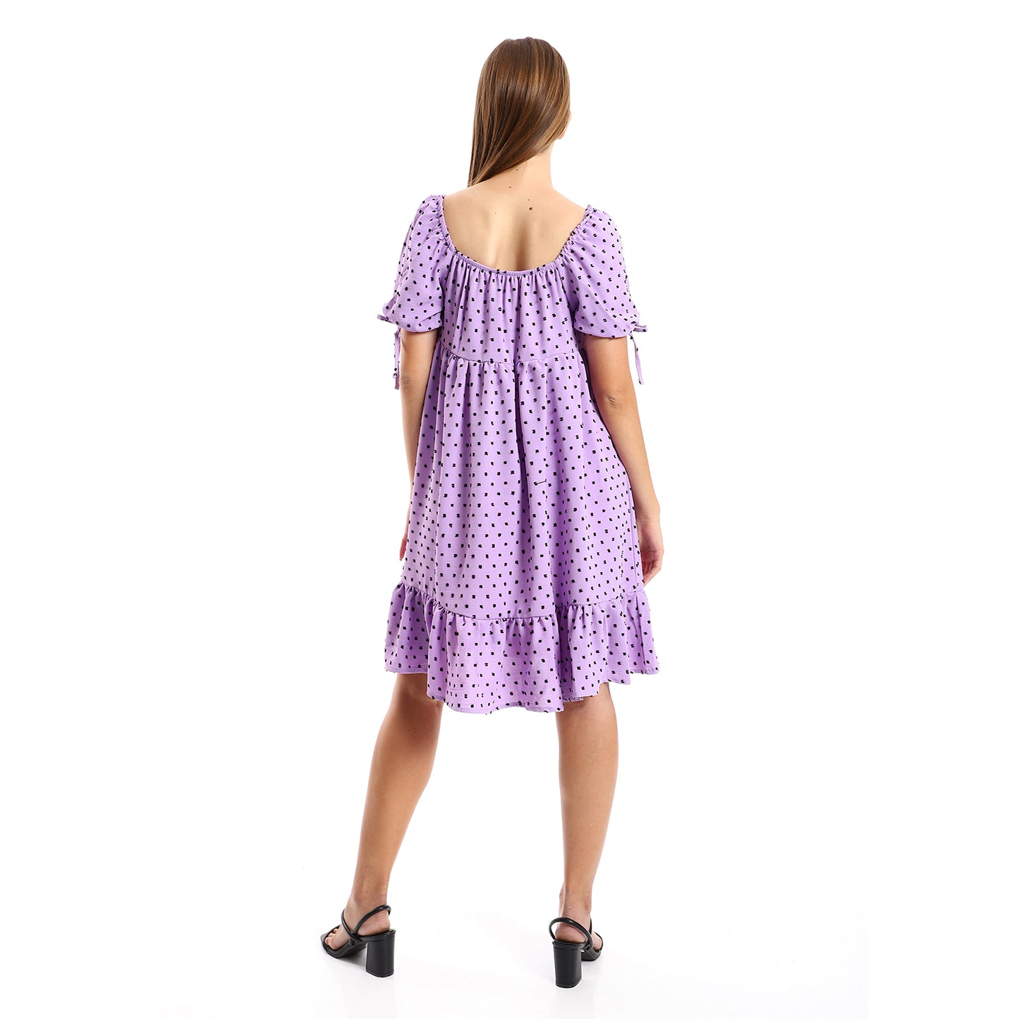 جميلة تونيك نسائي مخيط ذاتيًا بياقة مربعة وطبقات