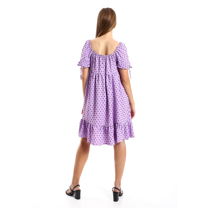 جميلة تونيك نسائي مخيط ذاتيًا بياقة مربعة وطبقات