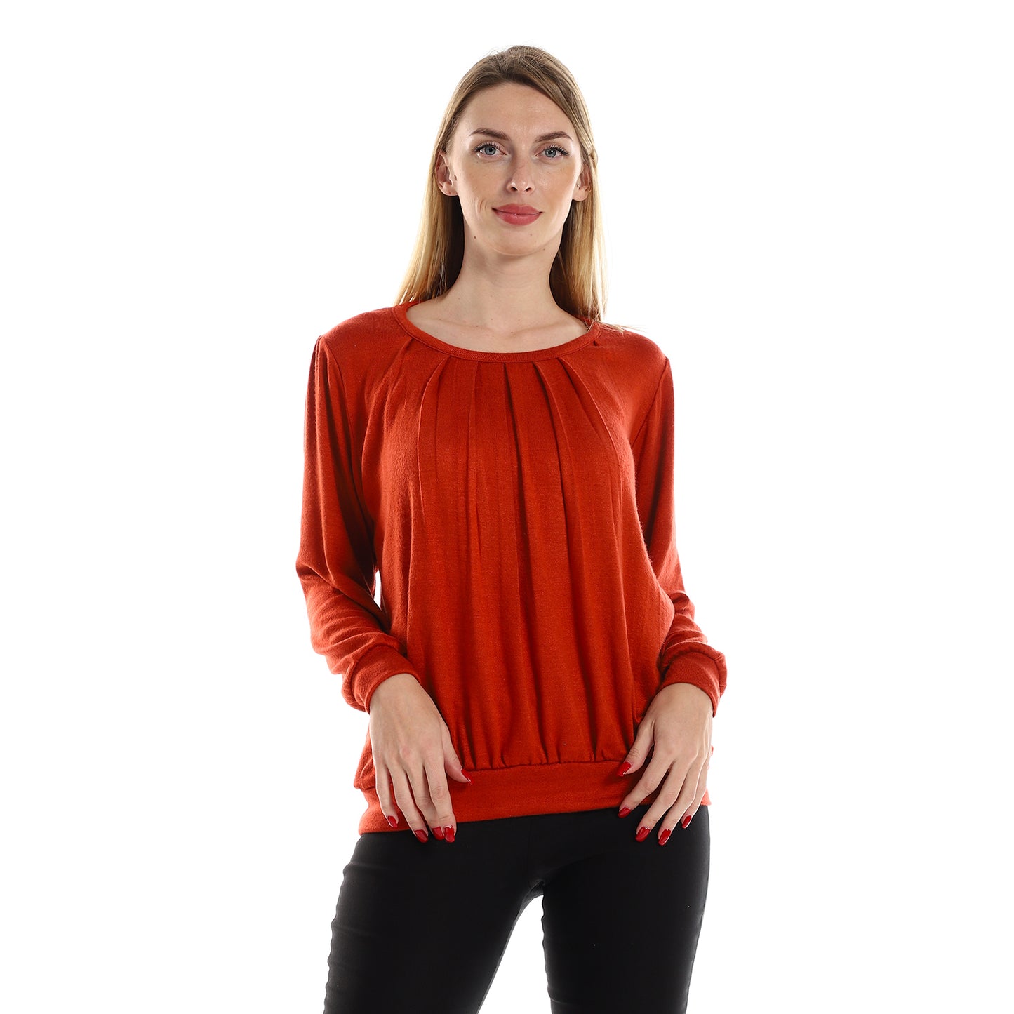 Jamila Women Knitted Round Neck Sweater With Decorative Hem