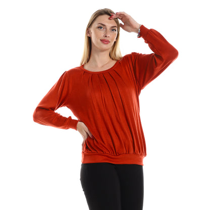 Jamila Women Knitted Round Neck Sweater With Decorative Hem