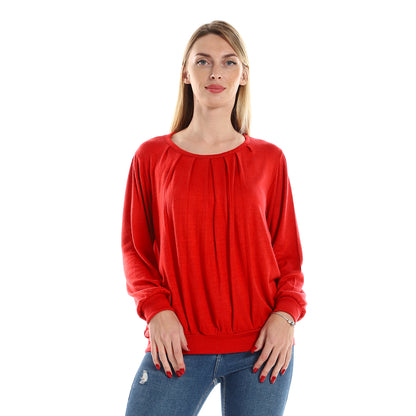 Jamila Women Knitted Round Neck Sweater With Decorative Hem