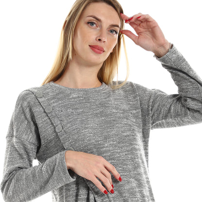 Jamila Women Long Sleeves Tunic With Decorated Sided Buttons