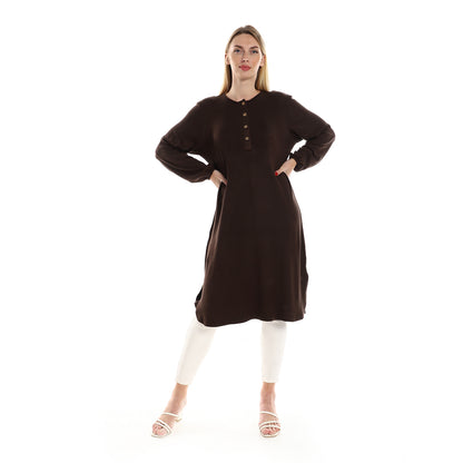 Jamila women regular fit knitted pattern tunic with elastic down sleeves