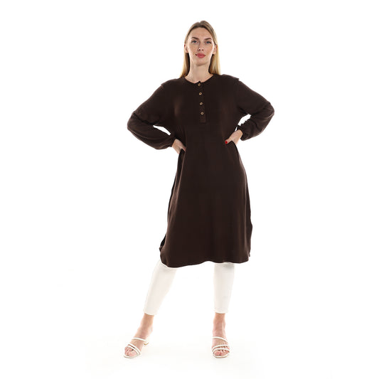 Jamila women regular fit knitted pattern tunic with elastic down sleeves