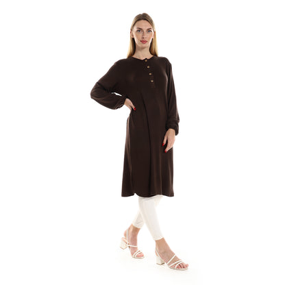 Jamila women regular fit knitted pattern tunic with elastic down sleeves