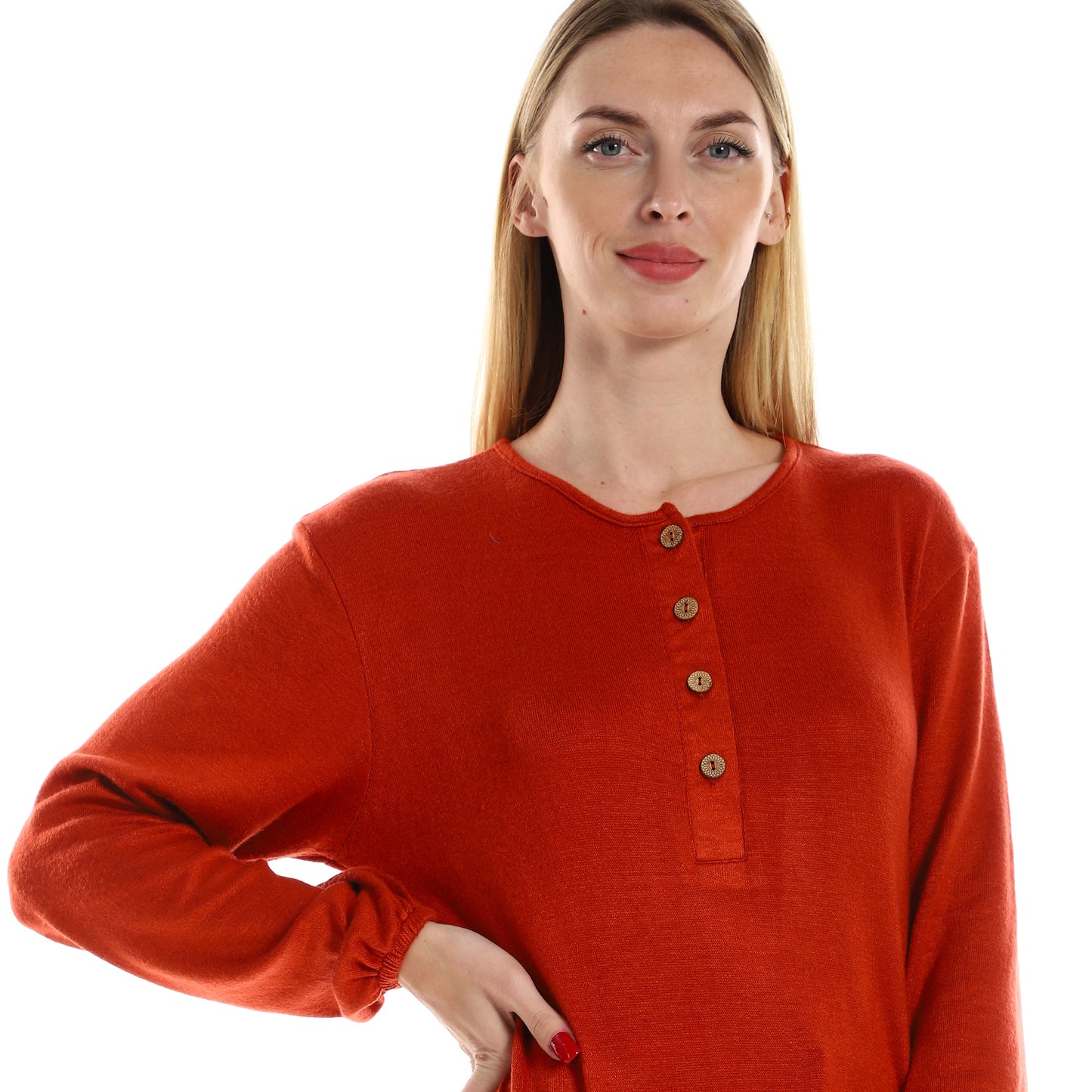 Jamila women regular fit knitted pattern tunic with elastic down sleeves