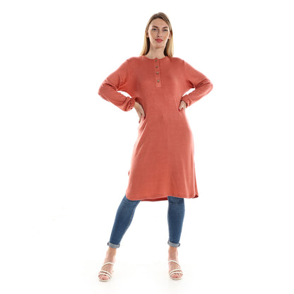 Jamila women regular fit knitted pattern tunic with elastic down sleeves