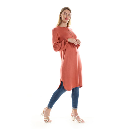 Jamila women regular fit knitted pattern tunic with elastic down sleeves