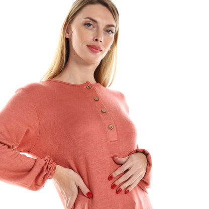 Jamila women regular fit knitted pattern tunic with elastic down sleeves