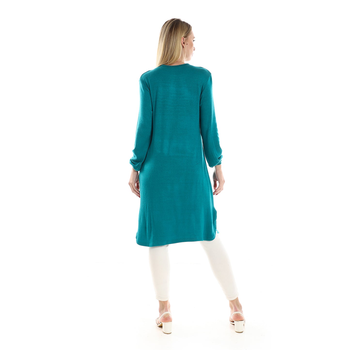 Jamila women regular fit knitted pattern tunic with elastic down sleeves