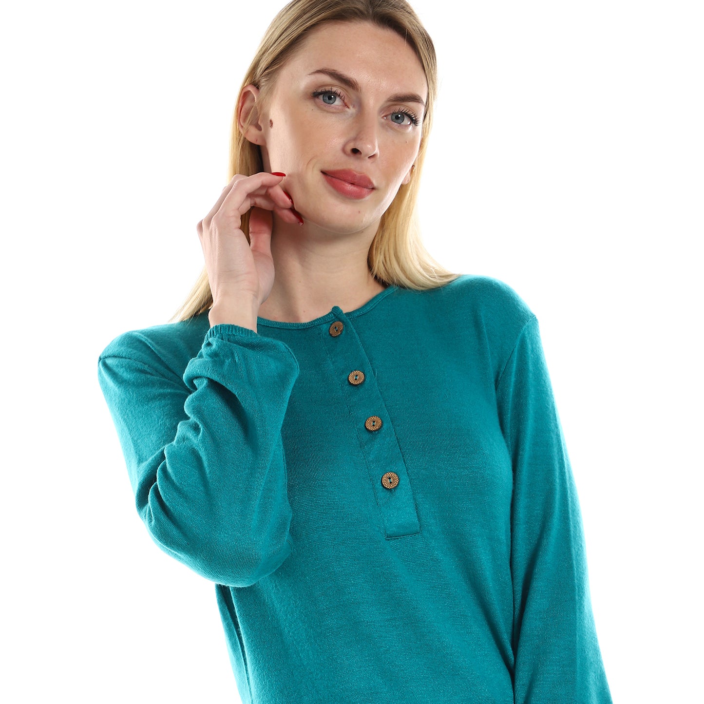 Jamila women regular fit knitted pattern tunic with elastic down sleeves