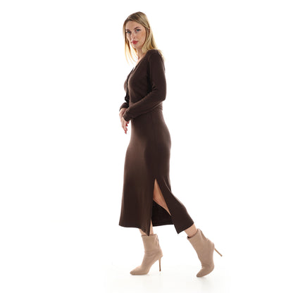 فستان جميلا النسائي بأكمام رفيعة مع كارديجان بوليرو بأكمام طويلة مقصوصة