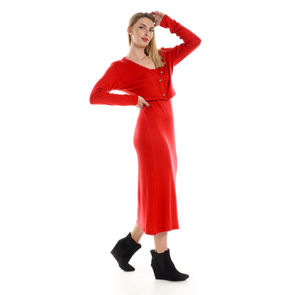 فستان جميلا النسائي بأكمام رفيعة مع كارديجان بوليرو بأكمام طويلة مقصوصة