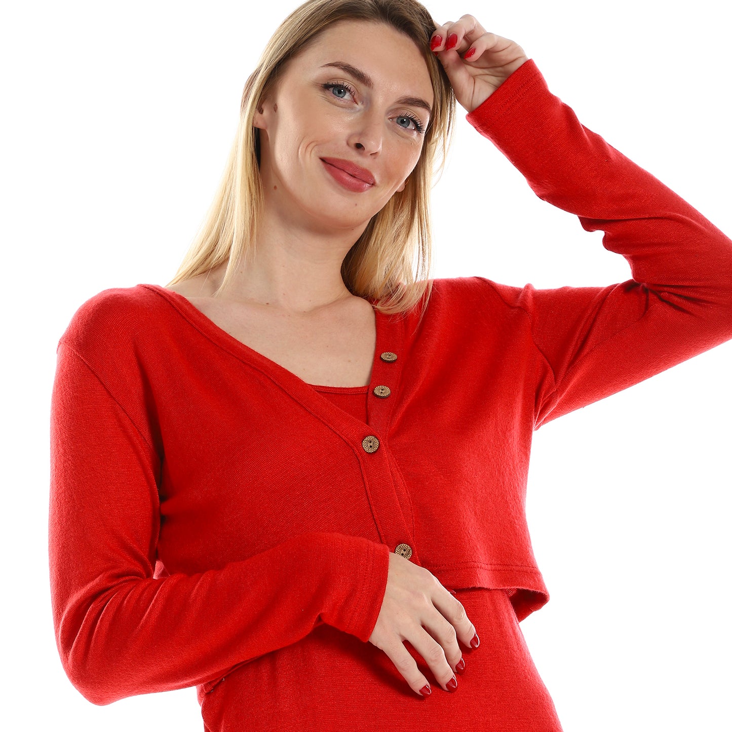 فستان جميلا النسائي بأكمام رفيعة مع كارديجان بوليرو بأكمام طويلة مقصوصة