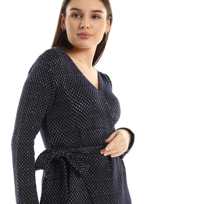 فستان جميلا نسائي قصير أنيق سهل الارتداء بنقشة ذاتية