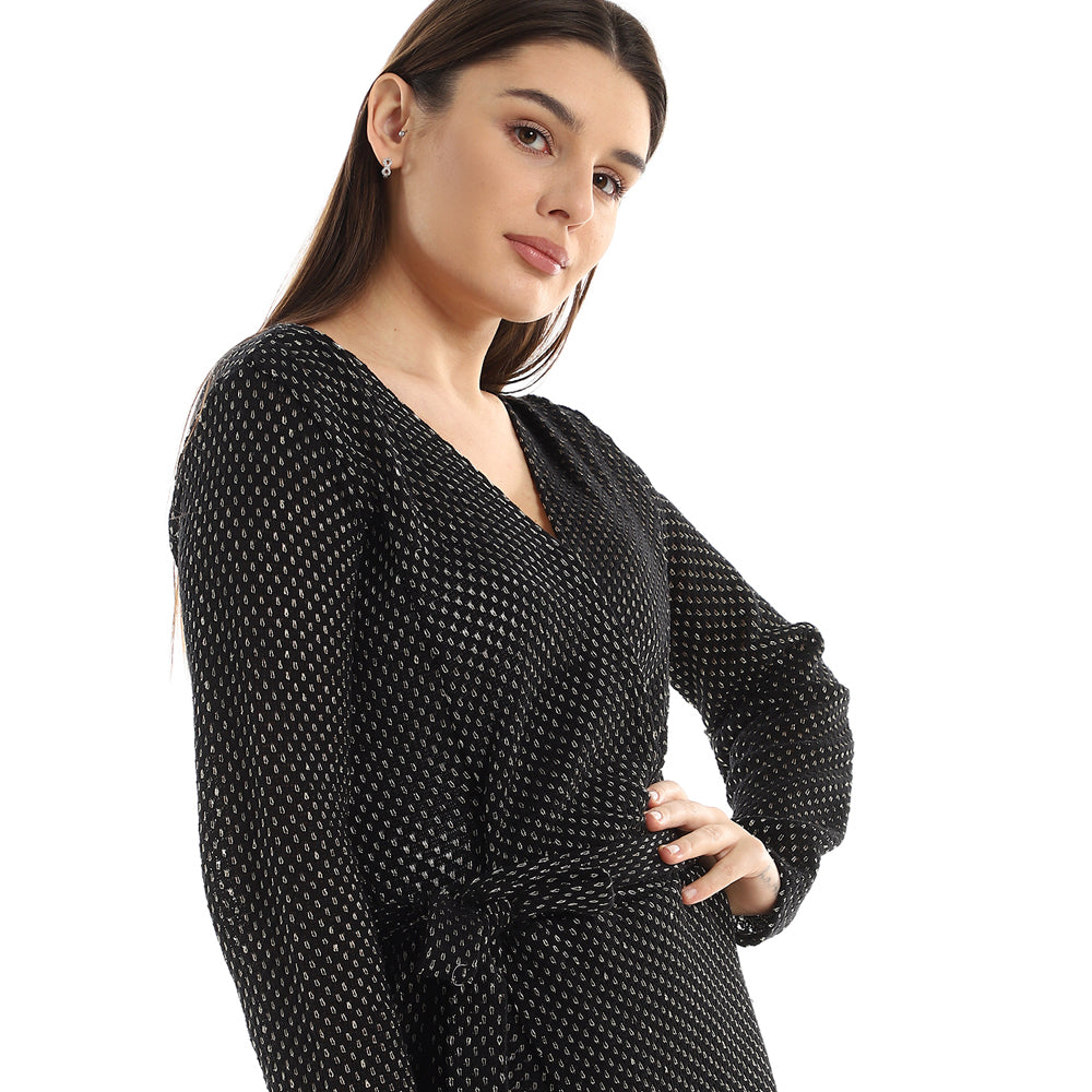 فستان جميلا نسائي قصير أنيق سهل الارتداء بنقشة ذاتية