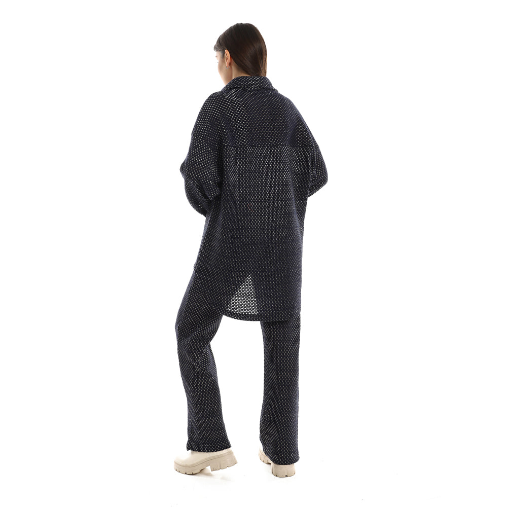 Jamila Women Set Of Cotton Buttoned Shirt & Elastic Pants