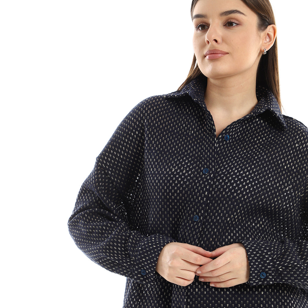 Jamila Women Set Of Cotton Buttoned Shirt & Elastic Pants