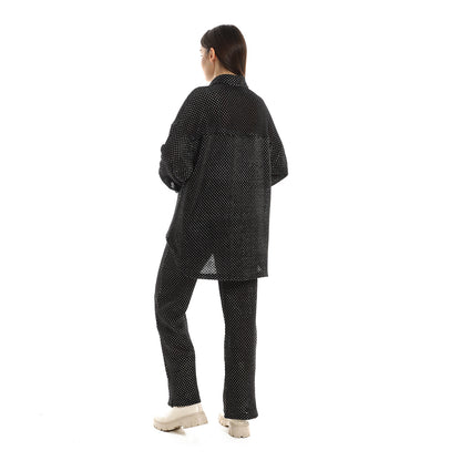 Jamila Women Set Of Cotton Buttoned Shirt & Elastic Pants