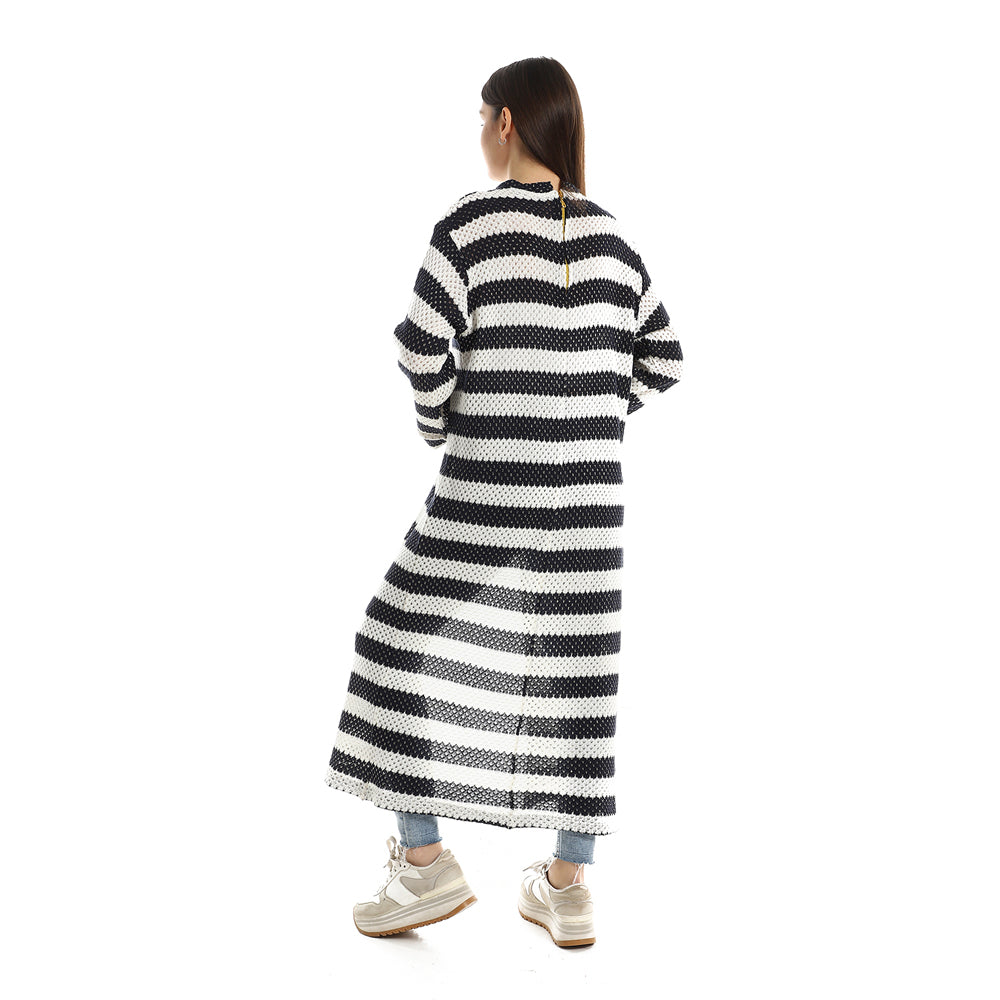 Jamila women striped cotton long tunic top with front slit