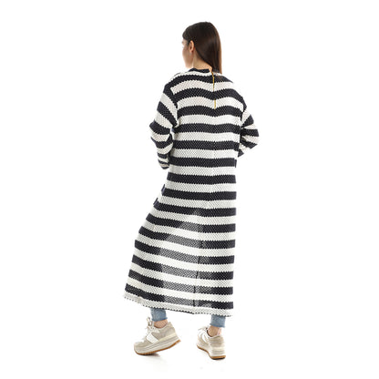 Jamila women striped cotton long tunic top with front slit