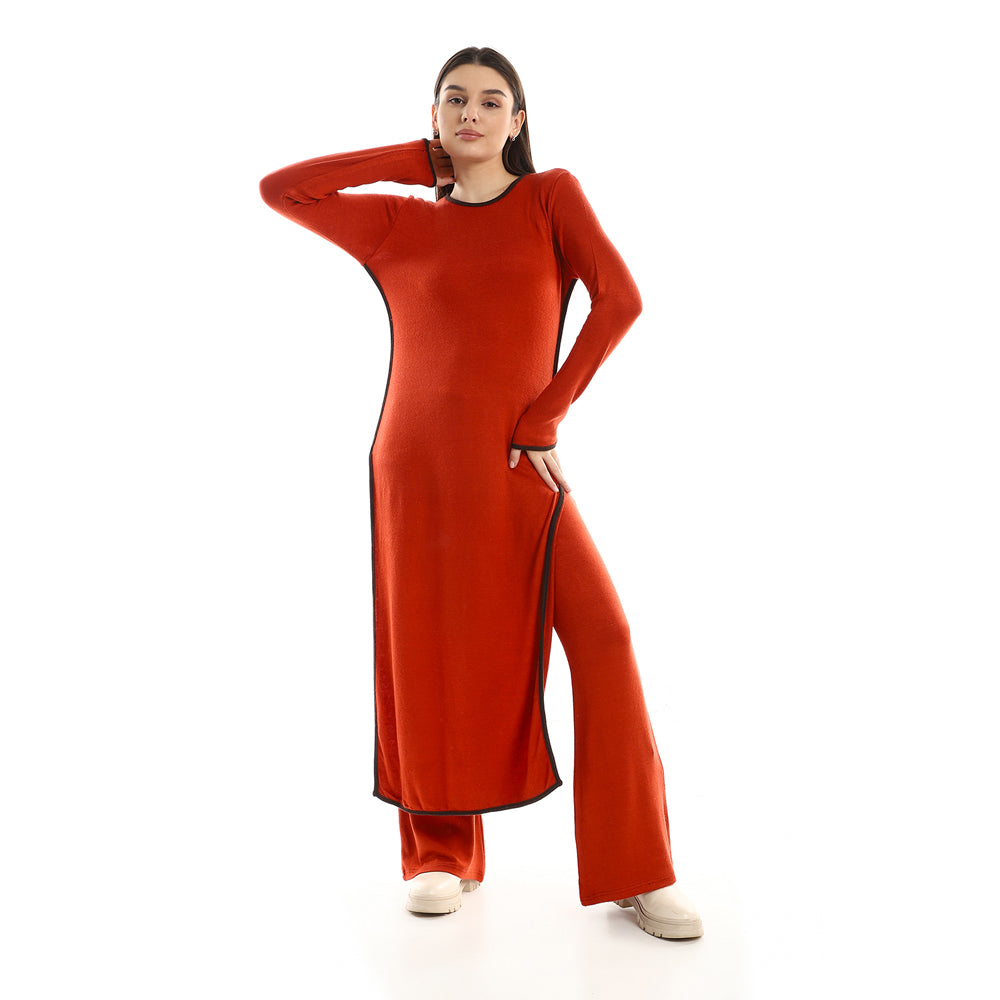 Jamila Women Set Of Side Slit Cotton Top & Comfy Pants