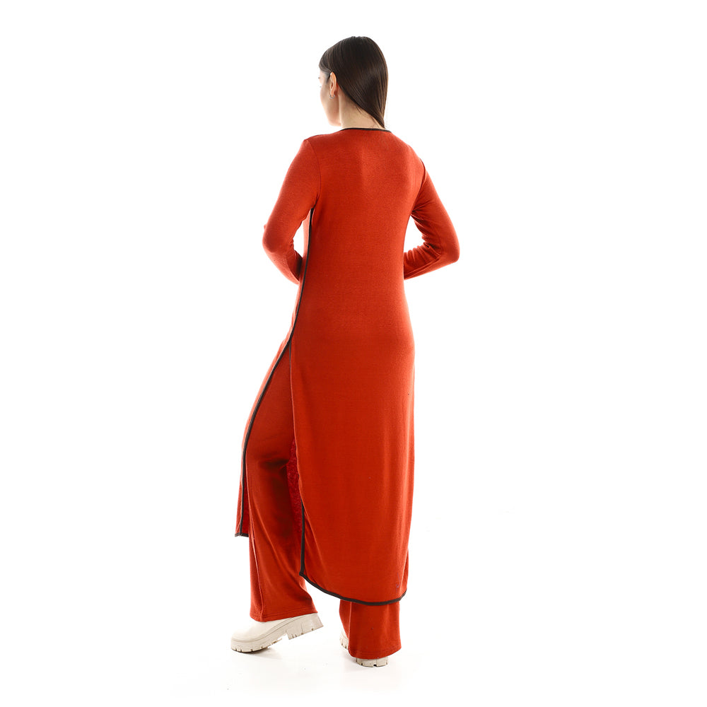 Jamila Women Set Of Side Slit Cotton Top & Comfy Pants